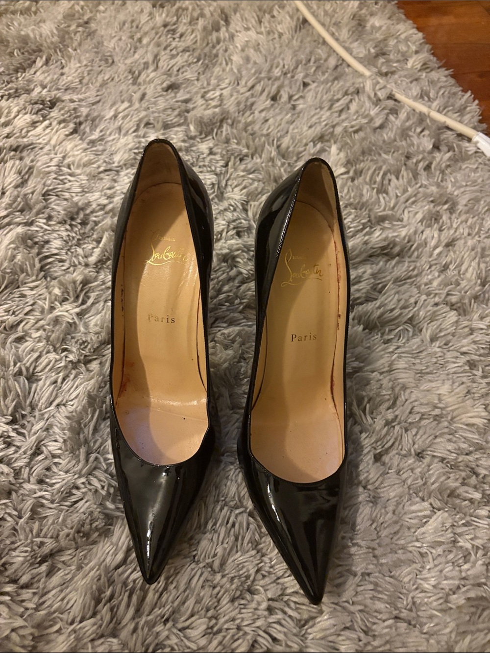 Christian Louboutin Black Patent Pointed Toe Pumps